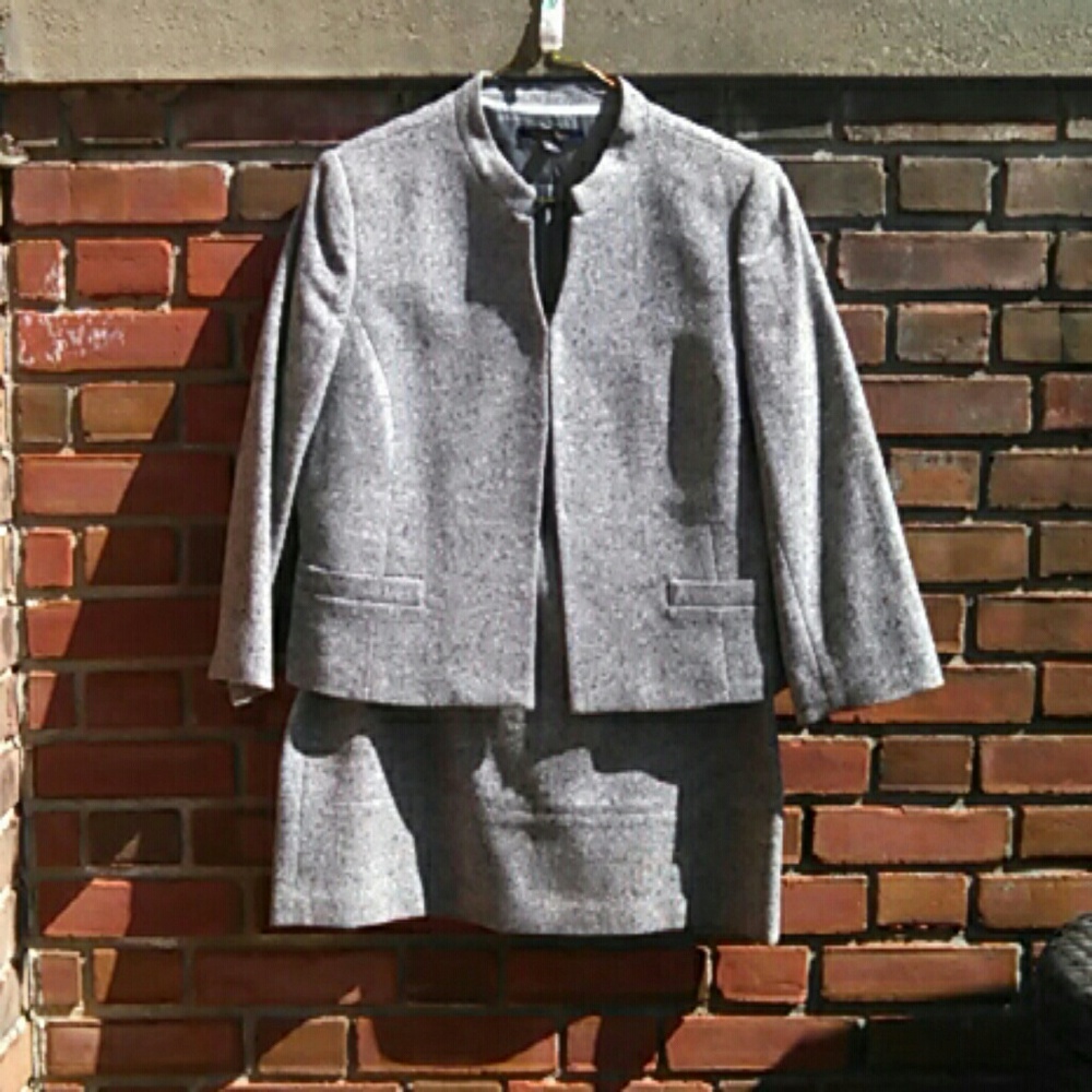 Brooks Brothers Gray Wool Jacket and Skirt Set skirt 12P jacket 14
